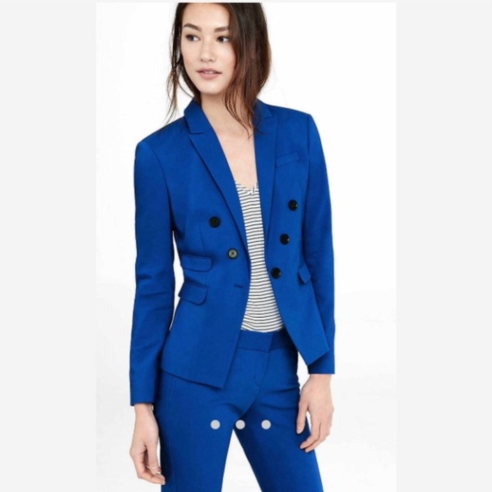Express Blue Tailored Blazer with Notched Lapels